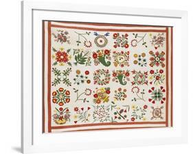 Pieced, Appliqued and Trapunto Cotton Quilted Coverlet Made for Mary Wilkins, Baltimore, Dated 1846-null-Framed Giclee Print