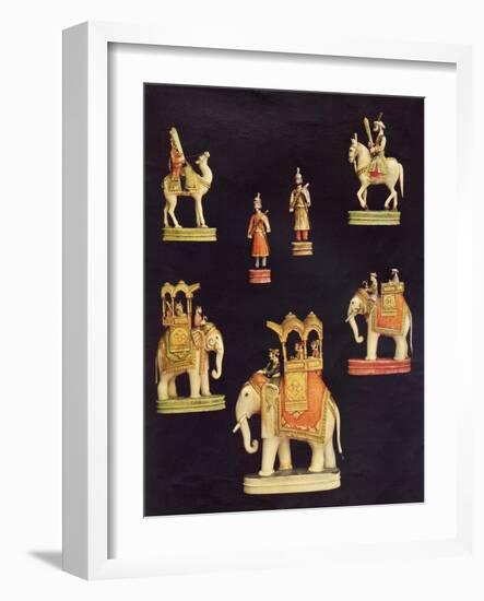 Pieces from an Ivory Chess Set Made in Delhi for Begum Samru in C.1790-null-Framed Giclee Print