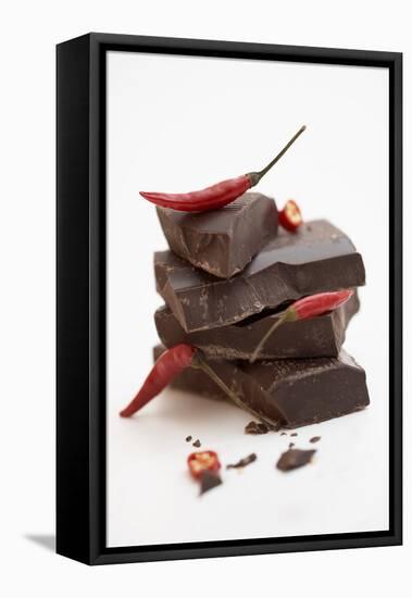Pieces of Chocolate with Red Chillies-Marc O^ Finley-Framed Stretched Canvas