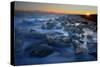 Pieces of glacial ice over black sand being washed by waves, Iceland-Raul Touzon-Stretched Canvas