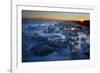 Pieces of glacial ice over black sand being washed by waves, Iceland-Raul Touzon-Framed Photographic Print