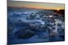 Pieces of glacial ice over black sand being washed by waves, Iceland-Raul Touzon-Mounted Photographic Print