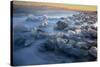 Pieces of glacial ice over black sand being washed by waves, Iceland-Raul Touzon-Stretched Canvas