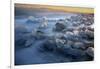 Pieces of glacial ice over black sand being washed by waves, Iceland-Raul Touzon-Framed Photographic Print