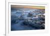 Pieces of glacial ice over black sand being washed by waves, Iceland-Raul Touzon-Framed Photographic Print