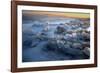 Pieces of glacial ice over black sand being washed by waves, Iceland-Raul Touzon-Framed Photographic Print