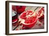 Pieces of Ripe Pomegranate and Juice in Glass-ChamilleWhite-Framed Photographic Print