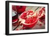 Pieces of Ripe Pomegranate and Juice in Glass-ChamilleWhite-Framed Photographic Print