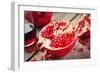 Pieces of Ripe Pomegranate and Juice in Glass-ChamilleWhite-Framed Photographic Print