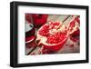 Pieces of Ripe Pomegranate and Juice in Glass-ChamilleWhite-Framed Photographic Print