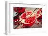 Pieces of Ripe Pomegranate and Juice in Glass-ChamilleWhite-Framed Photographic Print