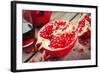 Pieces of Ripe Pomegranate and Juice in Glass-ChamilleWhite-Framed Photographic Print