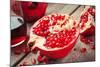 Pieces of Ripe Pomegranate and Juice in Glass-ChamilleWhite-Mounted Photographic Print