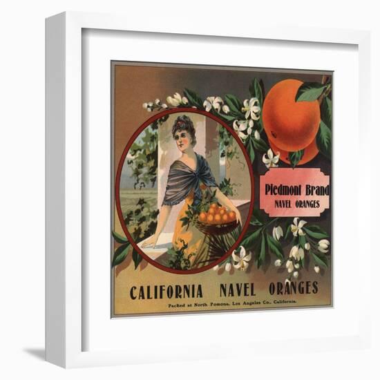 Piedmont Brand - Pomona, California - Citrus Crate Label-Lantern Press-Framed Art Print