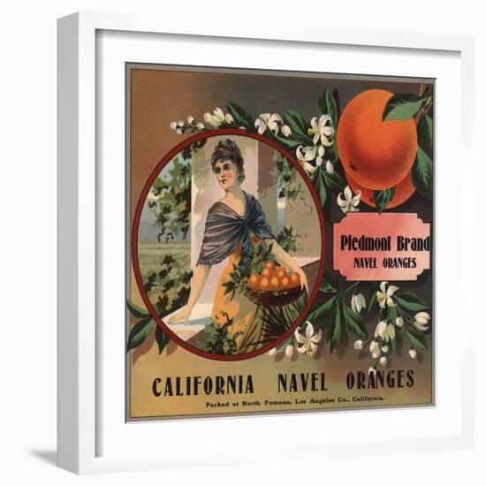 Piedmont Brand - Pomona, California - Citrus Crate Label-Lantern Press-Framed Art Print