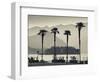 Piedmont, Lake Maggiore, Borromean Islands, Stresa, Lakefront Palms with Isola Bella, Italy-Walter Bibikow-Framed Photographic Print