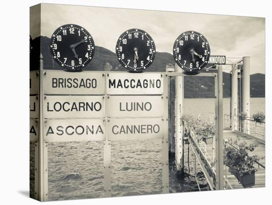 Piedmont, Lake Maggiore, Cannobio, Lake Ferry Timetable, Italy-Walter Bibikow-Stretched Canvas