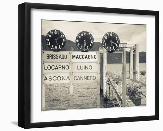 Piedmont, Lake Maggiore, Cannobio, Lake Ferry Timetable, Italy-Walter Bibikow-Framed Photographic Print
