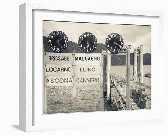 Piedmont, Lake Maggiore, Cannobio, Lake Ferry Timetable, Italy-Walter Bibikow-Framed Photographic Print