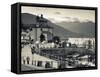 Piedmont, Lake Maggiore, Cannobio, Piazza Vittorio Emanuele Iii, Italy-Walter Bibikow-Framed Stretched Canvas