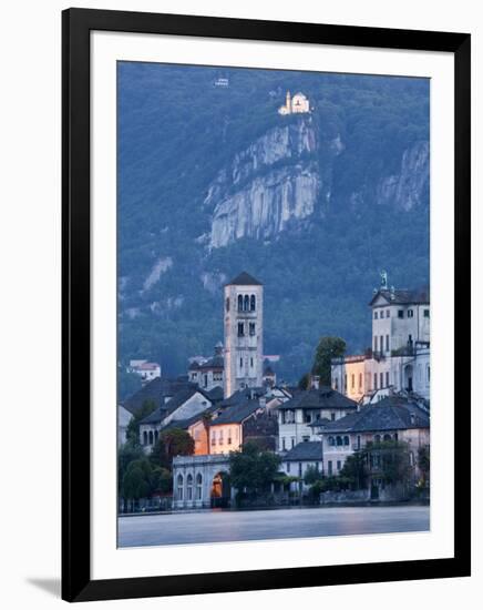 Piedmont, Lake Orta, Isola San Giulio Island with Madonna Del Sasso Sanctuary, Italy-Walter Bibikow-Framed Photographic Print