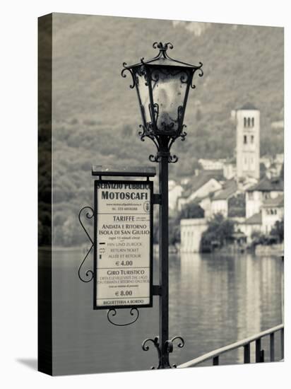 Piedmont, Lake Orta, Orta San Giulio, Isola San Giulio Island, Lake Taxi Sign, Italy-Walter Bibikow-Stretched Canvas