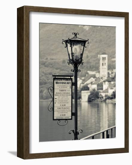 Piedmont, Lake Orta, Orta San Giulio, Isola San Giulio Island, Lake Taxi Sign, Italy-Walter Bibikow-Framed Photographic Print