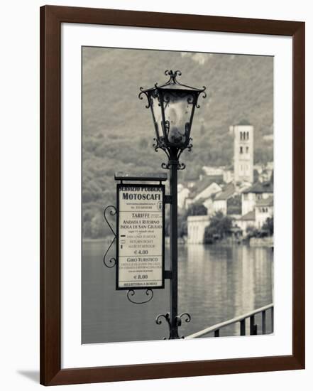 Piedmont, Lake Orta, Orta San Giulio, Isola San Giulio Island, Lake Taxi Sign, Italy-Walter Bibikow-Framed Photographic Print