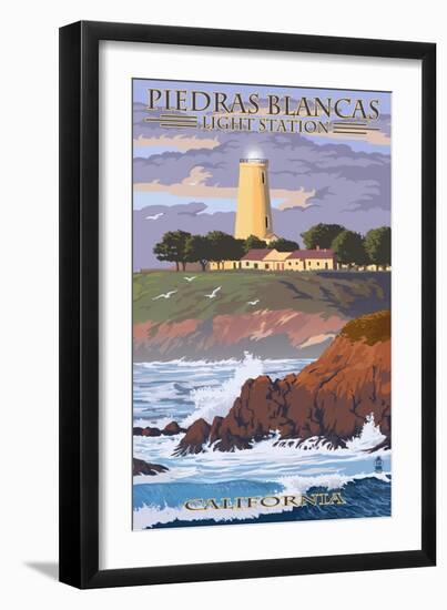 Piedras Blancas Light Station - California-Lantern Press-Framed Art Print