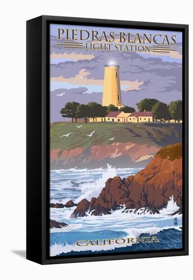 Piedras Blancas Light Station - California-Lantern Press-Framed Stretched Canvas