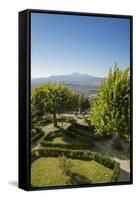 Pienza, the Garden of Hotel Il Chiostro and Monte Amiata in the Background-Guido Cozzi-Framed Stretched Canvas