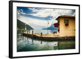 Pier and a Small House, Riva Del Garda, Italy-George Oze-Framed Photographic Print