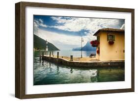 Pier and a Small House, Riva Del Garda, Italy-George Oze-Framed Photographic Print