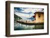 Pier and a Small House, Riva Del Garda, Italy-George Oze-Framed Photographic Print