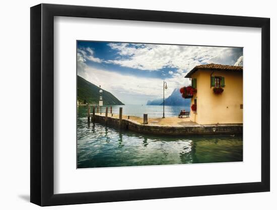 Pier and a Small House, Riva Del Garda, Italy-George Oze-Framed Photographic Print