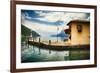 Pier and a Small House, Riva Del Garda, Italy-George Oze-Framed Photographic Print