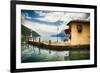 Pier and a Small House, Riva Del Garda, Italy-George Oze-Framed Photographic Print