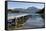 Pier and Andes on Lago Perito Moreno, Llao Llao, near Bariloche, Nahuel Huapi National Park, Lake D-Stuart Black-Framed Stretched Canvas