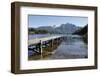 Pier and Andes on Lago Perito Moreno, Llao Llao, near Bariloche, Nahuel Huapi National Park, Lake D-Stuart Black-Framed Photographic Print