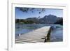 Pier and Andes on Lago Perito Moreno, Llao Llao, near Bariloche, Nahuel Huapi National Park, Lake D-Stuart Black-Framed Photographic Print