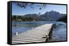 Pier and Andes on Lago Perito Moreno, Llao Llao, near Bariloche, Nahuel Huapi National Park, Lake D-Stuart Black-Framed Stretched Canvas