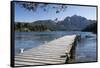 Pier and Andes on Lago Perito Moreno, Llao Llao, near Bariloche, Nahuel Huapi National Park, Lake D-Stuart Black-Framed Stretched Canvas