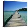 Pier and Bay, Plage De Santa Giulia, South East Corsica, Corsica, France, Mediterranean, Europe-Stuart Black-Stretched Canvas