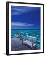 Pier and Bench at Reef, Moorea, French Polynesia, South Pacific-Walter Bibikow-Framed Premium Photographic Print