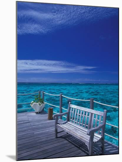 Pier and Bench at Reef, Moorea, French Polynesia, South Pacific-Walter Bibikow-Mounted Premium Photographic Print