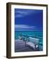 Pier and Bench at Reef, Moorea, French Polynesia, South Pacific-Walter Bibikow-Framed Photographic Print