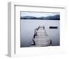 Pier and Boat on Lake-null-Framed Art Print