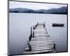 Pier and Boat on Lake-null-Mounted Art Print