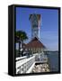 Pier and Clock, Bradenton Beach, Anna Maria Island, Florida, USA-Fraser Hall-Framed Stretched Canvas