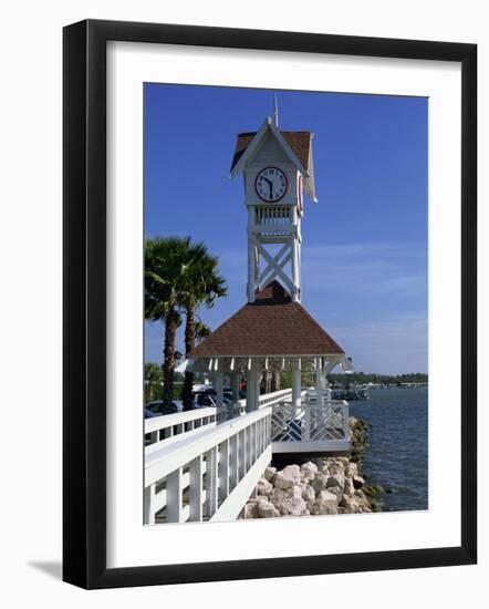 Pier and Clock, Bradenton Beach, Anna Maria Island, Florida, USA-Fraser Hall-Framed Photographic Print